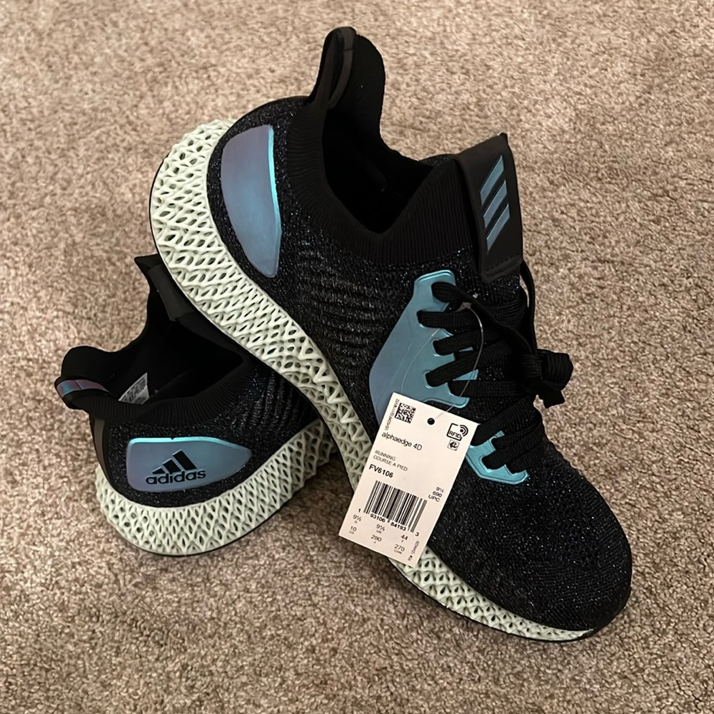 Men’s Adidas Alphaedge 4D Core Black-Glory Blue-Collegiate Purple FV6106 New